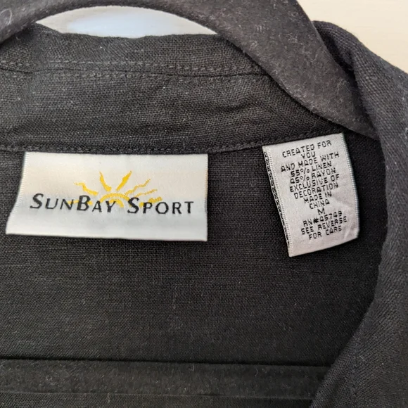 Retro Linen Beach Floral Button Down SunBay Sport Top - Picture 3 of 7